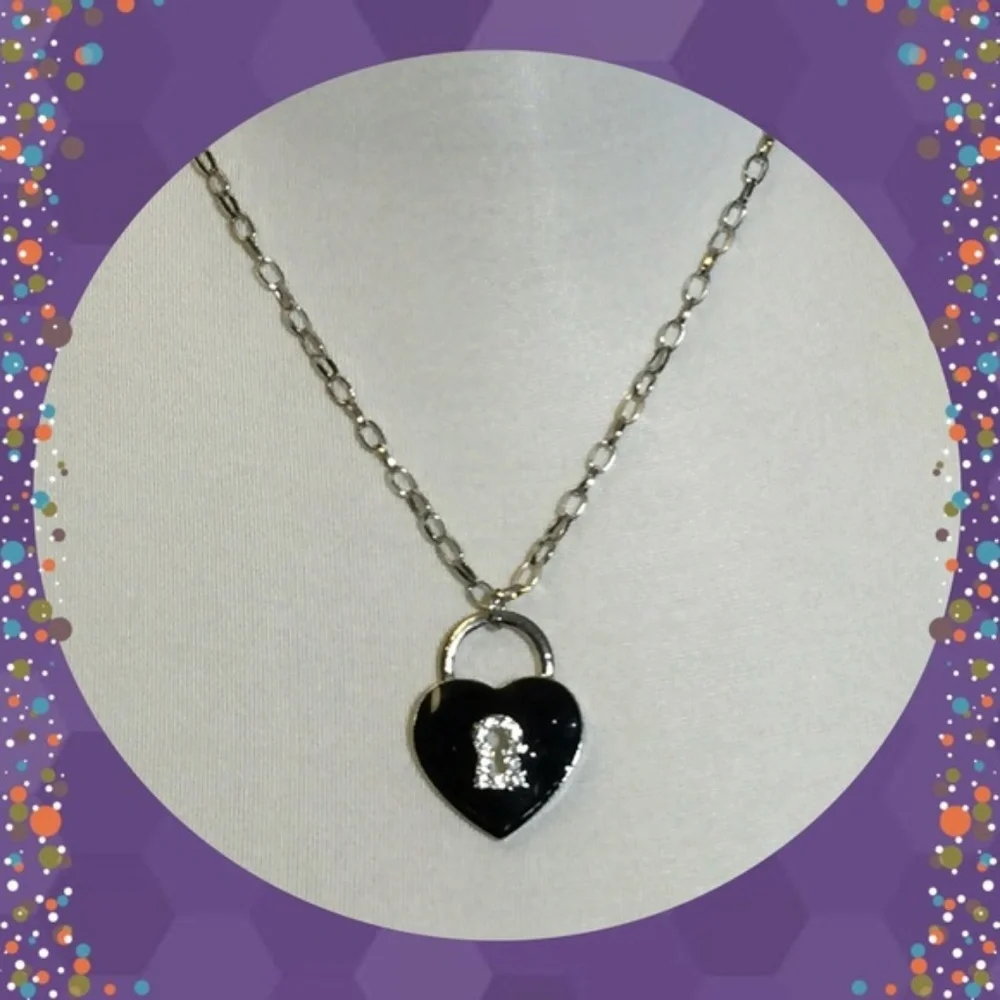 Girls Black Heart Necklace